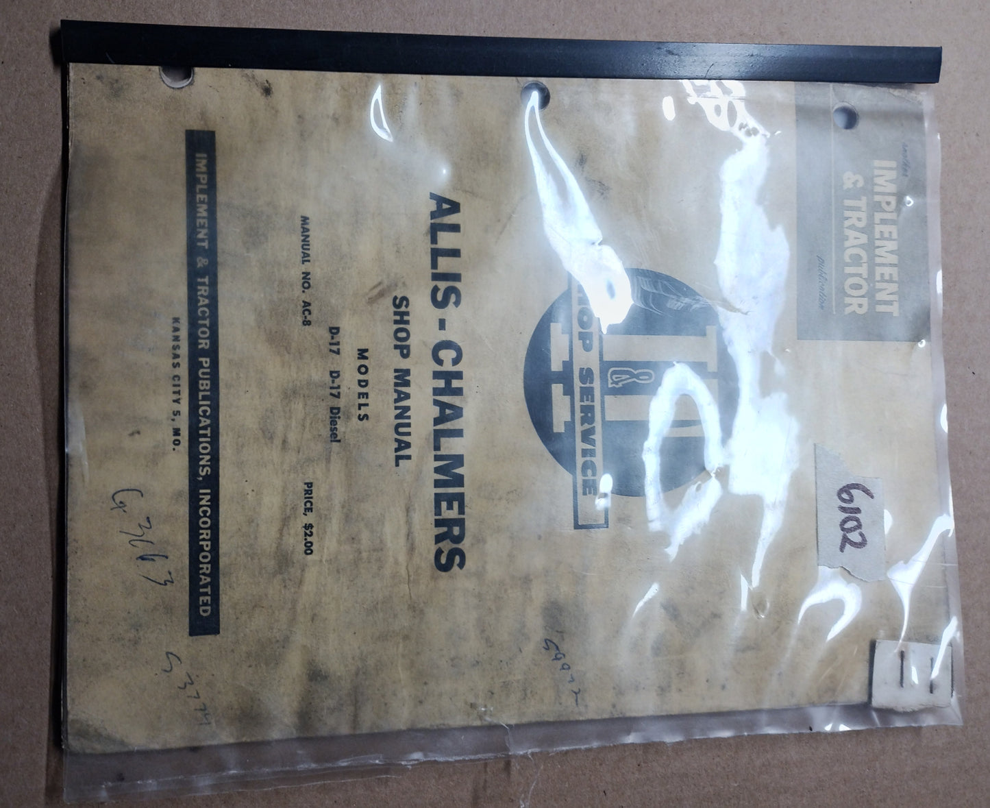 Allis Chalmers Shop Manual Model D-17