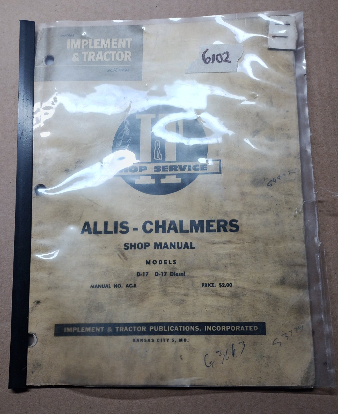 Allis Chalmers Shop Manual Model D-17