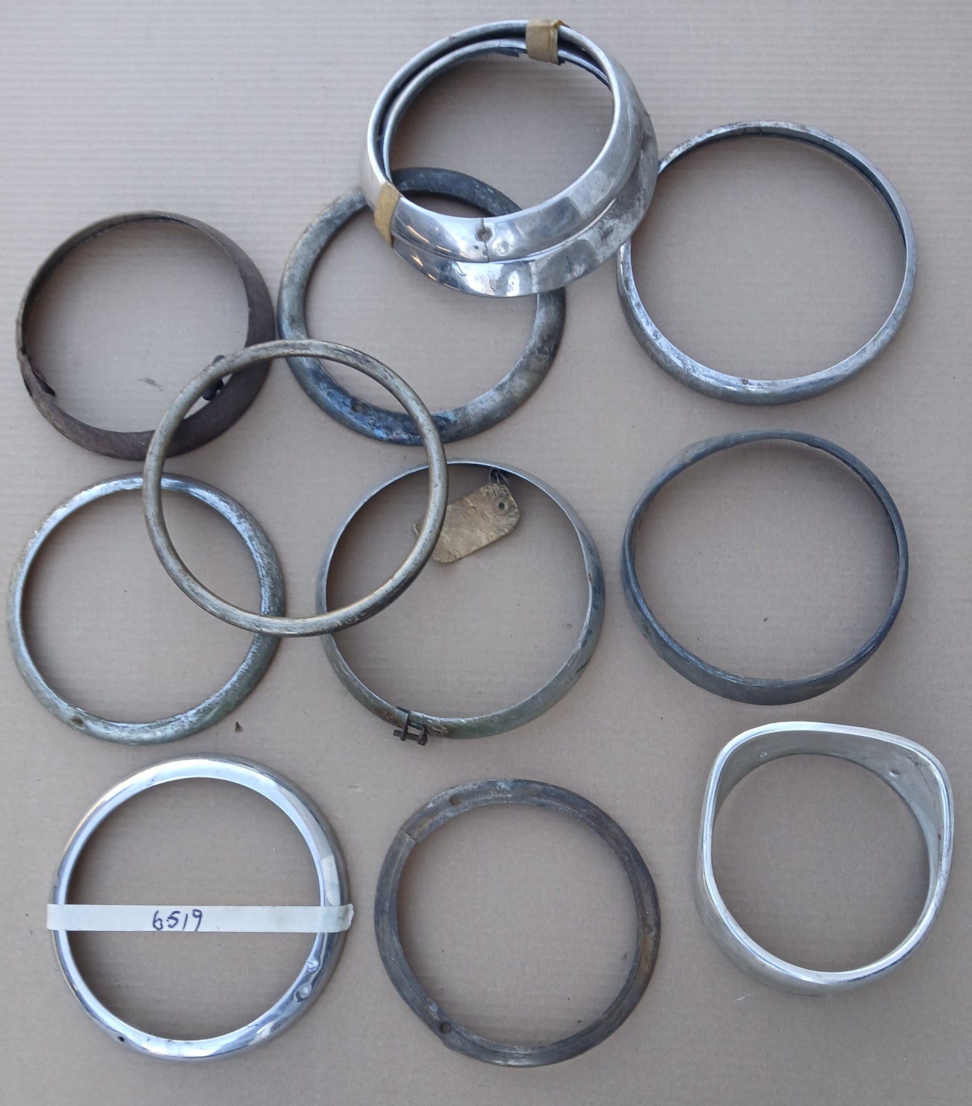 Classic American Car Headlight Bezels Lot of 12