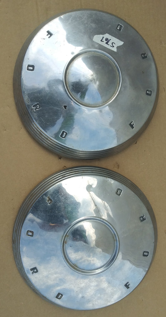 1961 Ford dog dish hubcaps pair