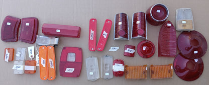 Box of Classic Car Taillight and Turn Signal Lenses Lot of 30