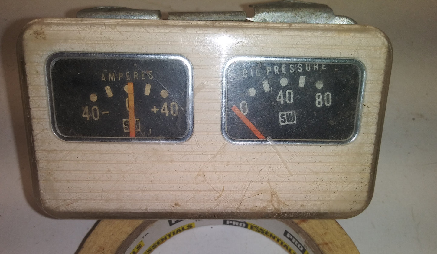 Vintage Stewart-Warner amp oil gauge set