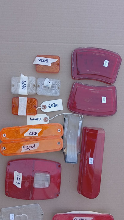 Box of Classic Car Taillight and Turn Signal Lenses Lot of 30