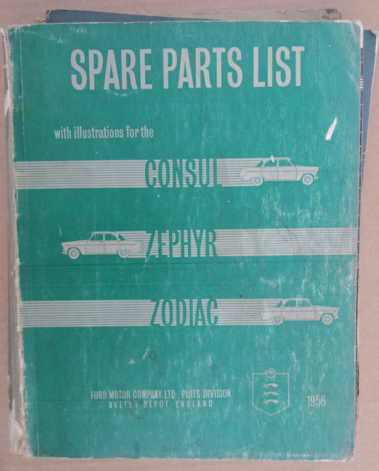1956 English Ford parts list Consul Zephyr Zodiac