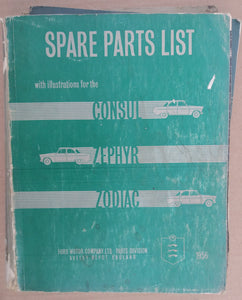 1956 English Ford parts list Consul Zephyr Zodiac