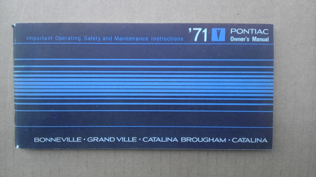 1971 Pontiac Owners Manual Bonneville Catalina Grand Ville