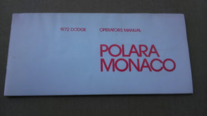 1972 Dodge Polara Monaco owners manual