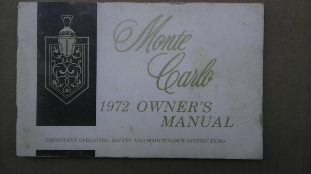 1972 Chevrolet Monte Carlo owner's manual