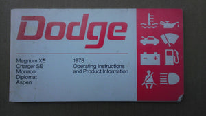 1978 Dodge owners manual